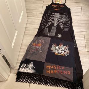 Vintage Styles Ever After Maxi Rock n Roll halter dress concert tee custom M/L